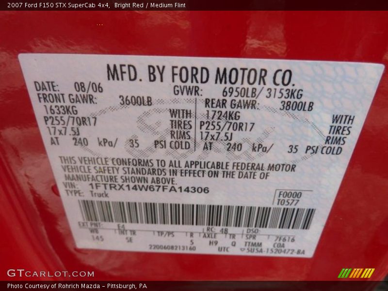 Bright Red / Medium Flint 2007 Ford F150 STX SuperCab 4x4