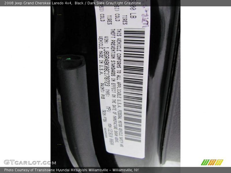Black / Dark Slate Gray/Light Graystone 2008 Jeep Grand Cherokee Laredo 4x4