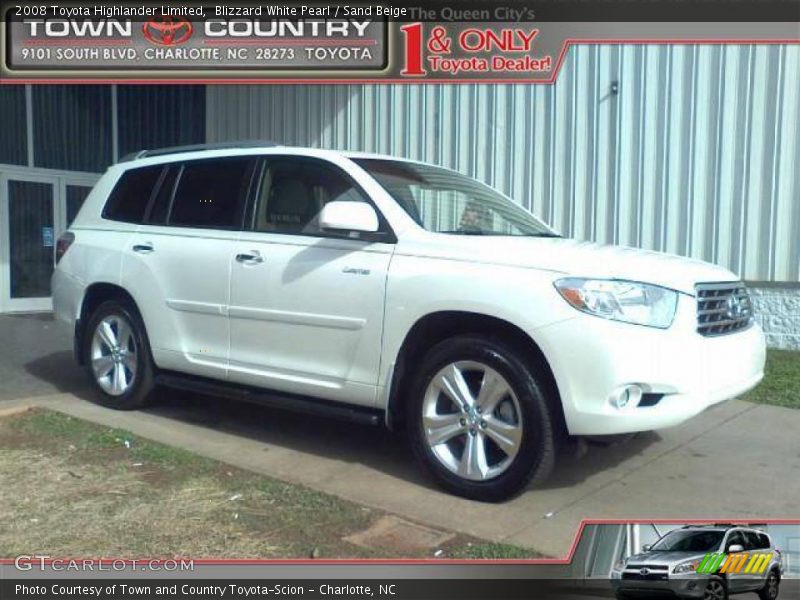 Blizzard White Pearl / Sand Beige 2008 Toyota Highlander Limited