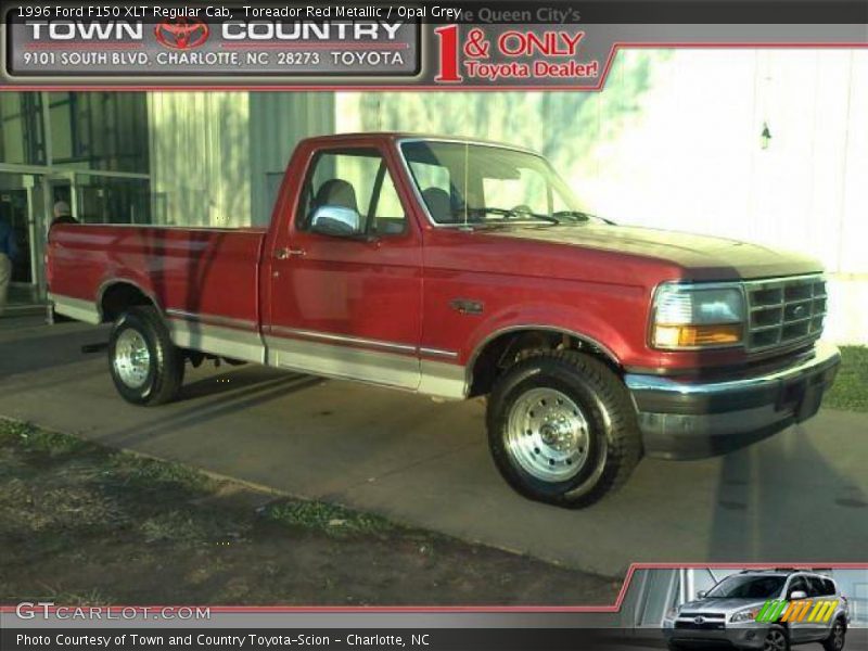Toreador Red Metallic / Opal Grey 1996 Ford F150 XLT Regular Cab