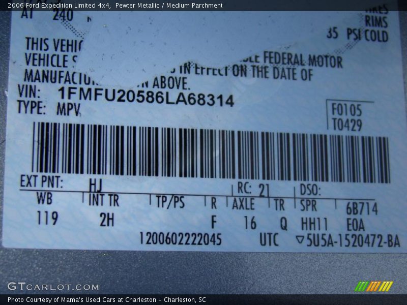 Pewter Metallic / Medium Parchment 2006 Ford Expedition Limited 4x4