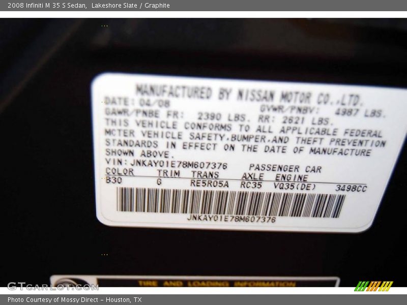 Lakeshore Slate / Graphite 2008 Infiniti M 35 S Sedan