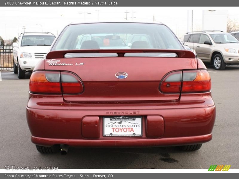 Redfire Metallic / Neutral Beige 2003 Chevrolet Malibu LS Sedan