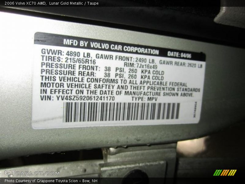Lunar Gold Metallic / Taupe 2006 Volvo XC70 AWD