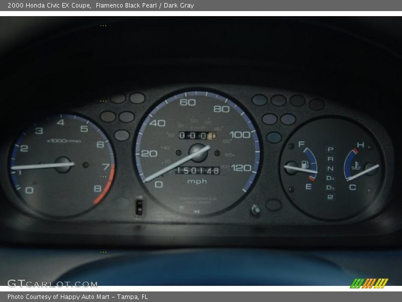 Flamenco Black Pearl / Dark Gray 2000 Honda Civic EX Coupe