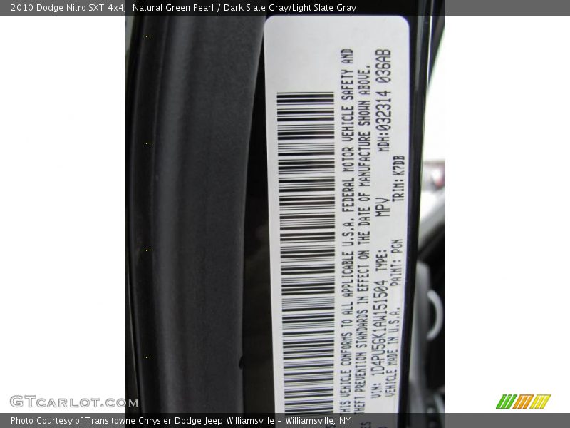 Natural Green Pearl / Dark Slate Gray/Light Slate Gray 2010 Dodge Nitro SXT 4x4