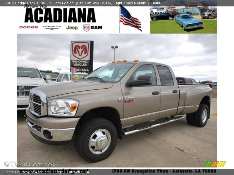 Light Khaki Metallic / Khaki 2009 Dodge Ram 3500 Big Horn Edition Quad Cab 4x4 Dually