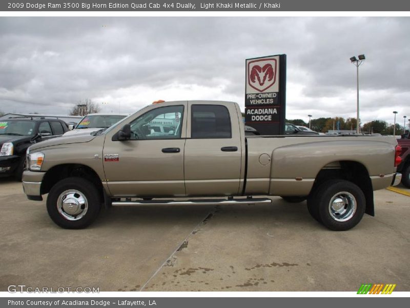 Light Khaki Metallic / Khaki 2009 Dodge Ram 3500 Big Horn Edition Quad Cab 4x4 Dually