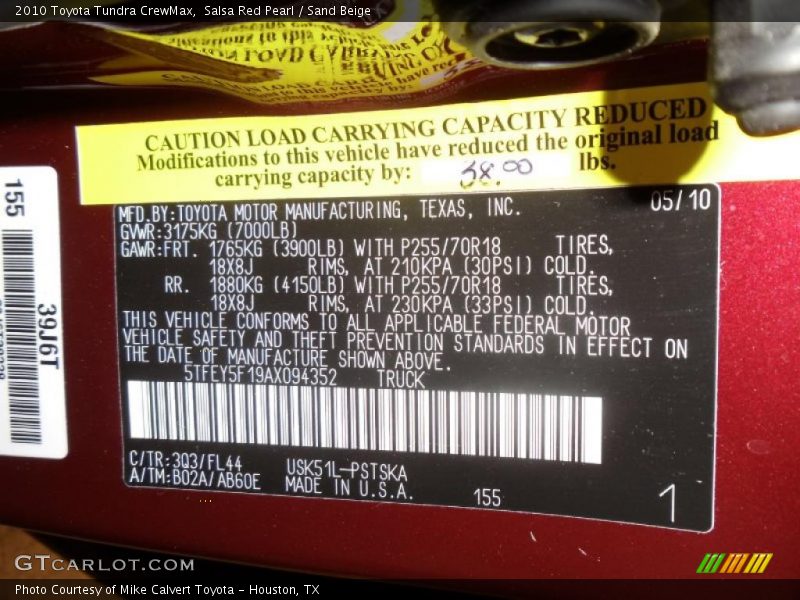 Salsa Red Pearl / Sand Beige 2010 Toyota Tundra CrewMax