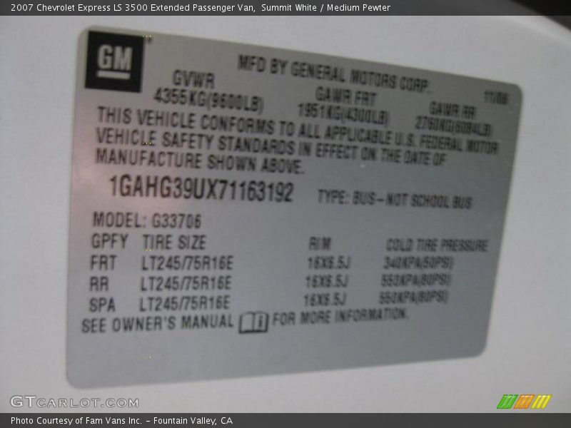 Summit White / Medium Pewter 2007 Chevrolet Express LS 3500 Extended Passenger Van