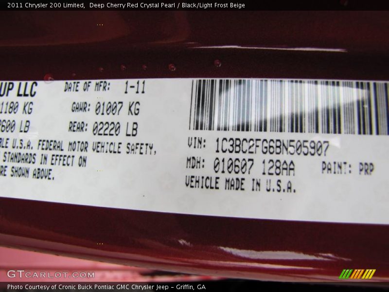 2011 200 Limited Deep Cherry Red Crystal Pearl Color Code PRP