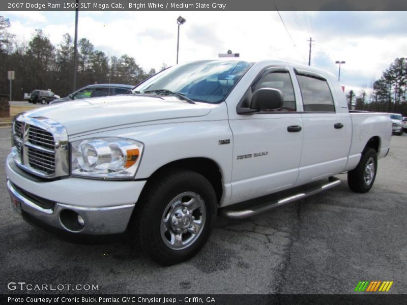Bright White / Medium Slate Gray 2007 Dodge Ram 1500 SLT Mega Cab