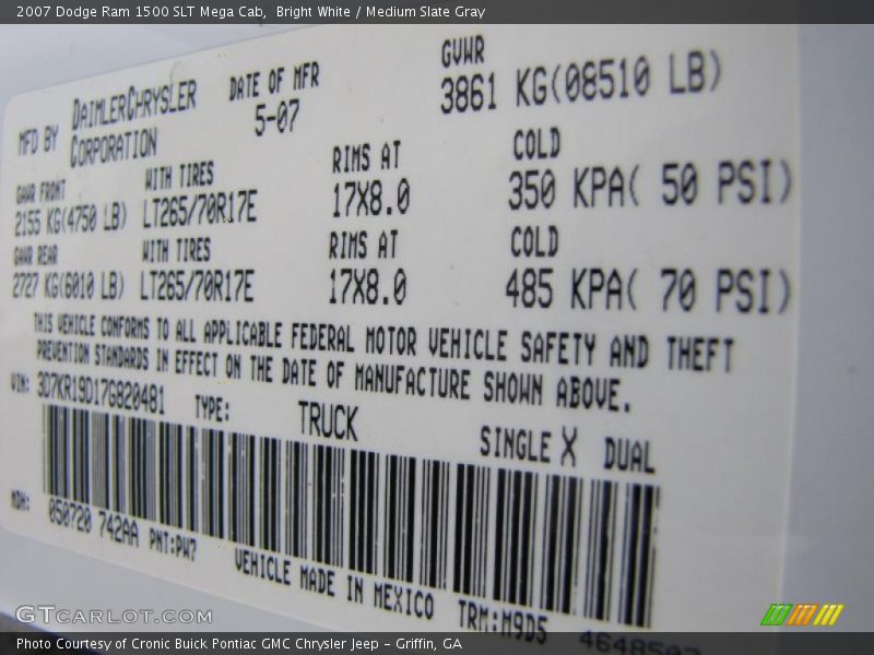 Bright White / Medium Slate Gray 2007 Dodge Ram 1500 SLT Mega Cab
