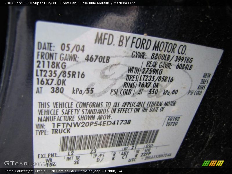 True Blue Metallic / Medium Flint 2004 Ford F250 Super Duty XLT Crew Cab