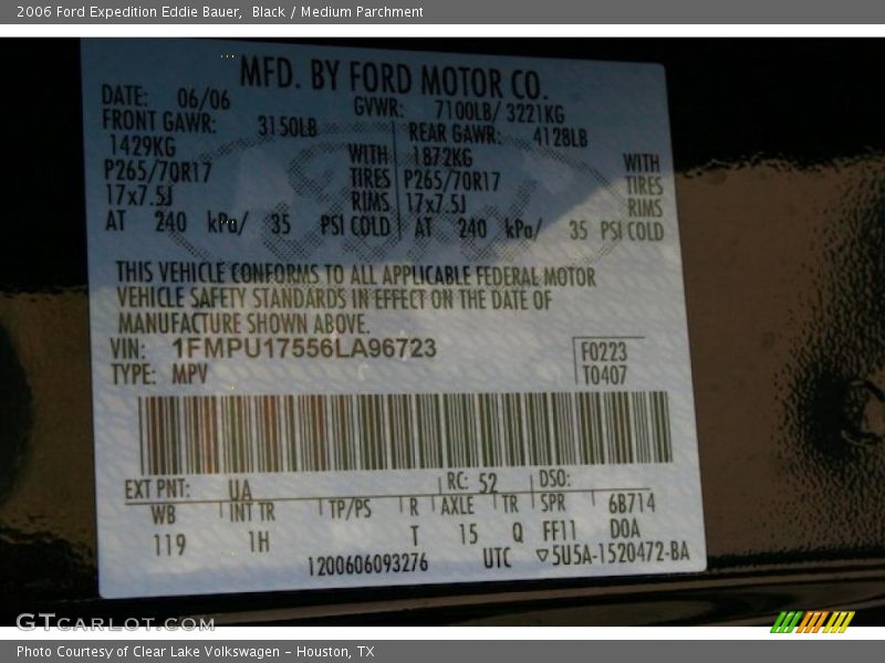 Black / Medium Parchment 2006 Ford Expedition Eddie Bauer