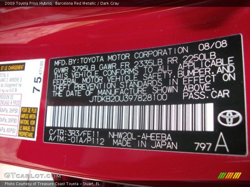 Barcelona Red Metallic / Dark Gray 2009 Toyota Prius Hybrid