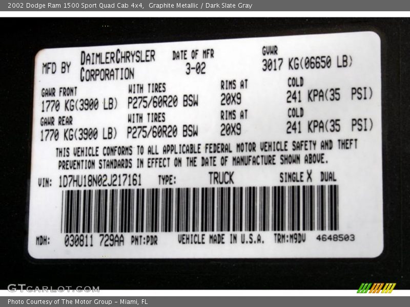 Graphite Metallic / Dark Slate Gray 2002 Dodge Ram 1500 Sport Quad Cab 4x4
