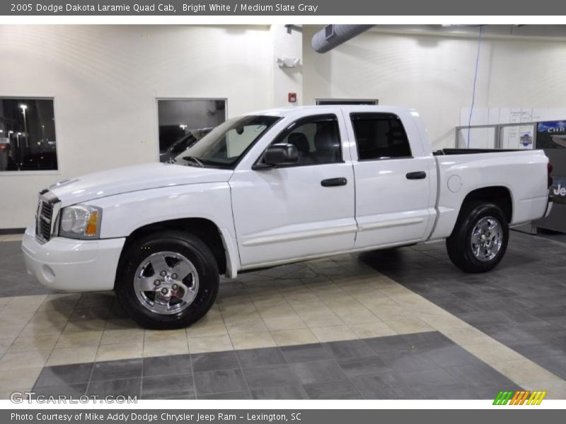 Bright White / Medium Slate Gray 2005 Dodge Dakota Laramie Quad Cab