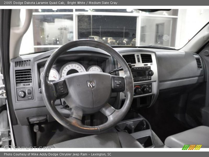 Bright White / Medium Slate Gray 2005 Dodge Dakota Laramie Quad Cab