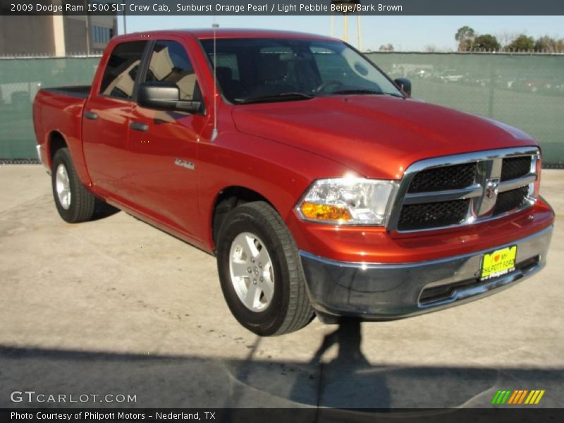 Sunburst Orange Pearl / Light Pebble Beige/Bark Brown 2009 Dodge Ram 1500 SLT Crew Cab