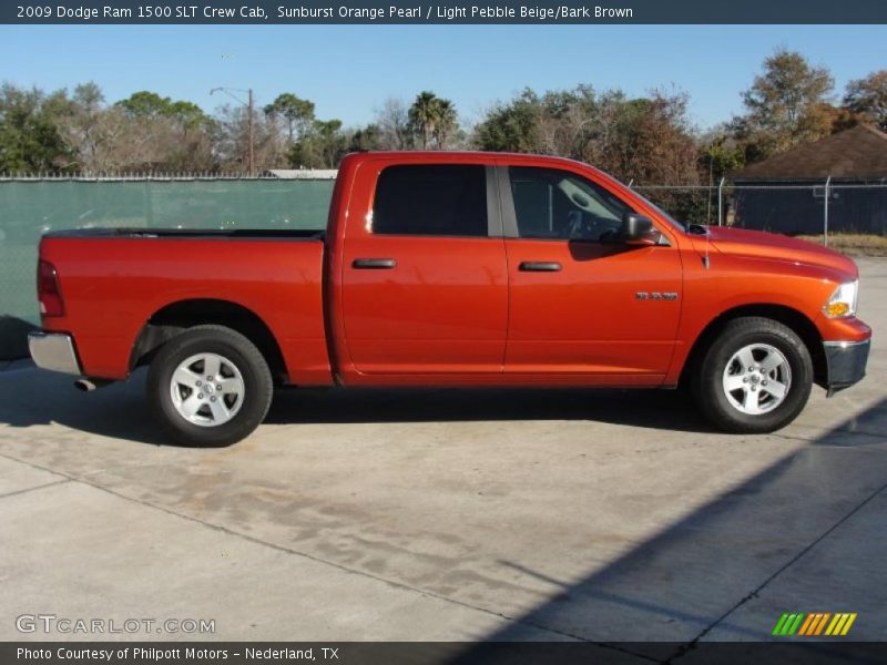 Sunburst Orange Pearl / Light Pebble Beige/Bark Brown 2009 Dodge Ram 1500 SLT Crew Cab