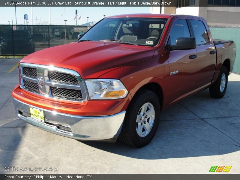 Sunburst Orange Pearl / Light Pebble Beige/Bark Brown 2009 Dodge Ram 1500 SLT Crew Cab