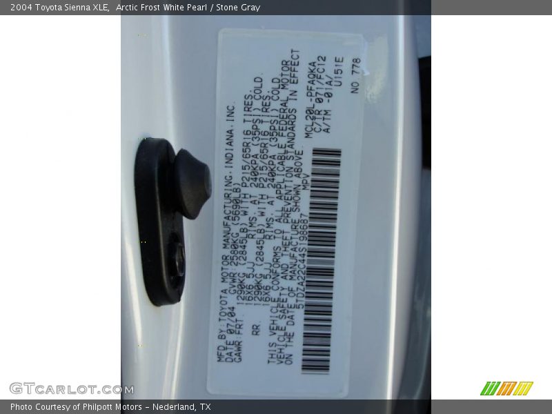 Arctic Frost White Pearl / Stone Gray 2004 Toyota Sienna XLE