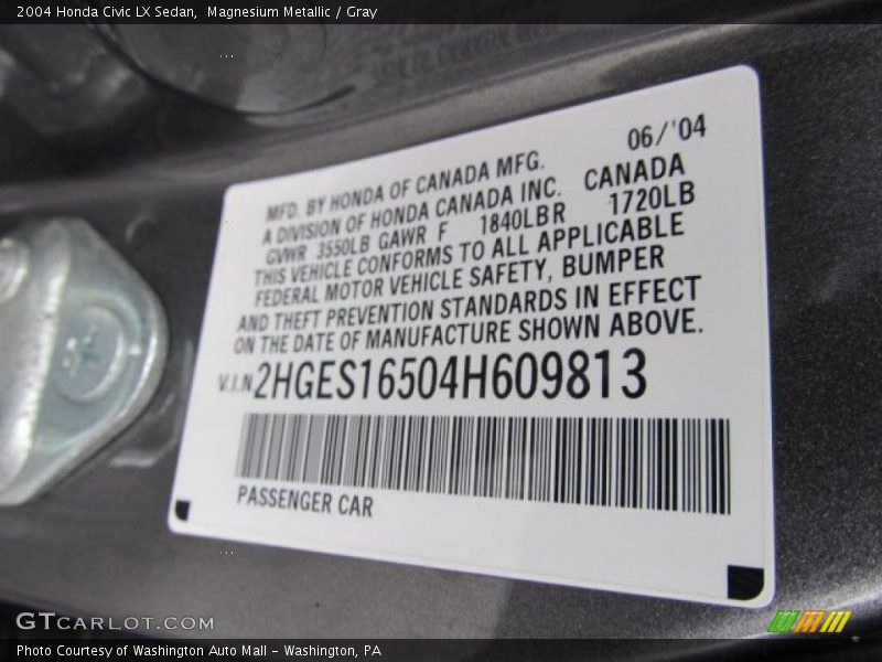 Magnesium Metallic / Gray 2004 Honda Civic LX Sedan