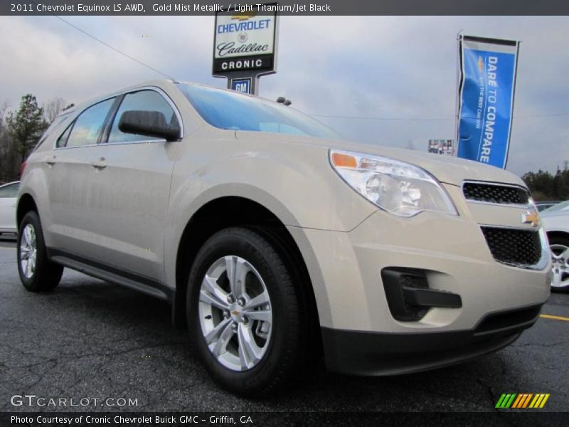 Gold Mist Metallic / Light Titanium/Jet Black 2011 Chevrolet Equinox LS AWD