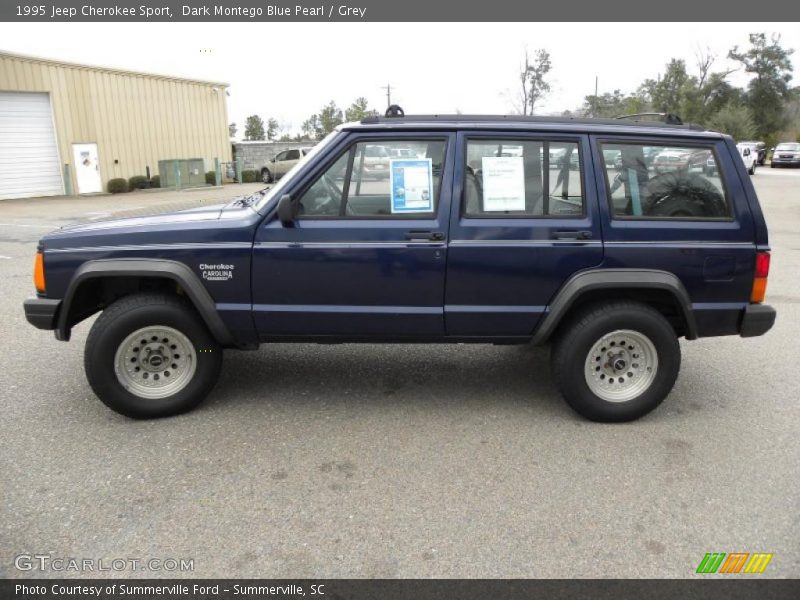 Dark Montego Blue Pearl / Grey 1995 Jeep Cherokee Sport