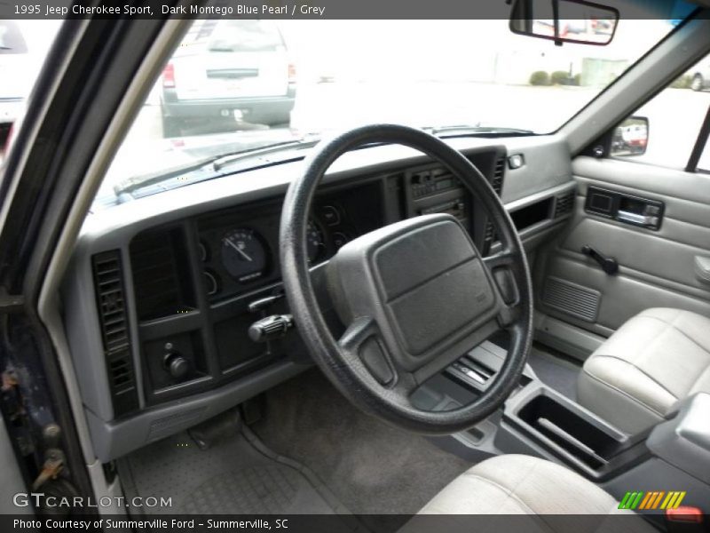 Dark Montego Blue Pearl / Grey 1995 Jeep Cherokee Sport