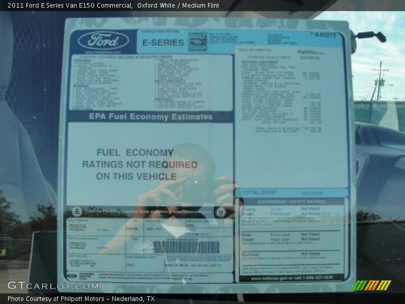  2011 E Series Van E150 Commercial Window Sticker