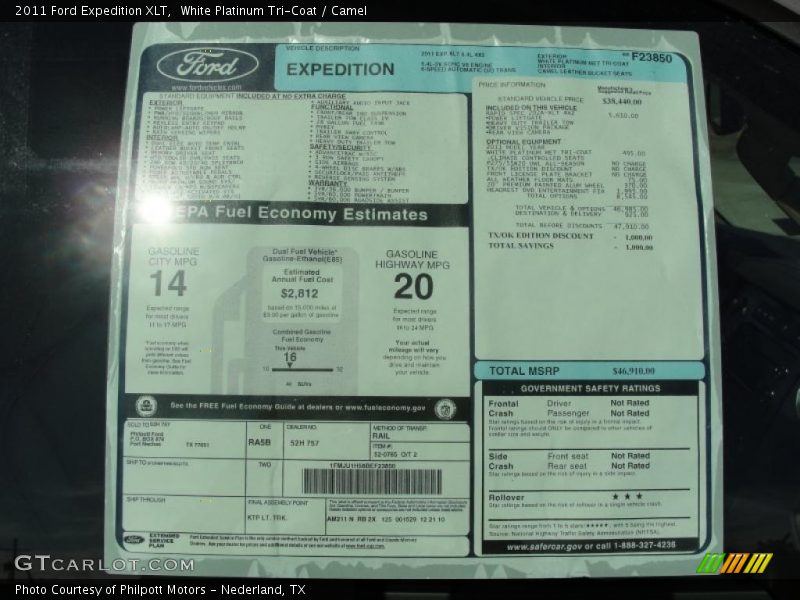  2011 Expedition XLT Window Sticker