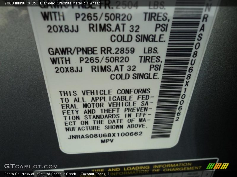 Diamond Graphite Metallic / Wheat 2008 Infiniti FX 35
