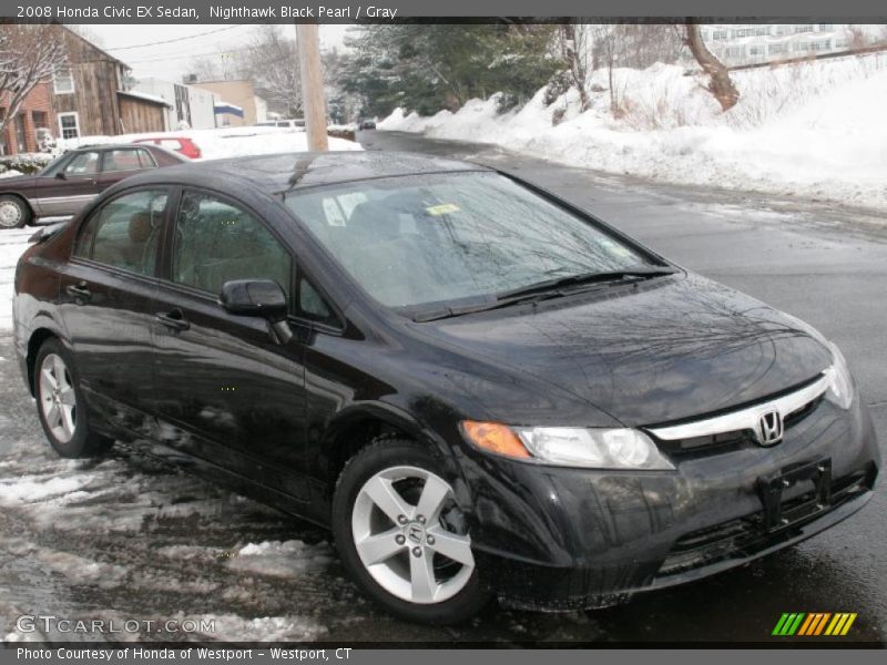 Nighthawk Black Pearl / Gray 2008 Honda Civic EX Sedan