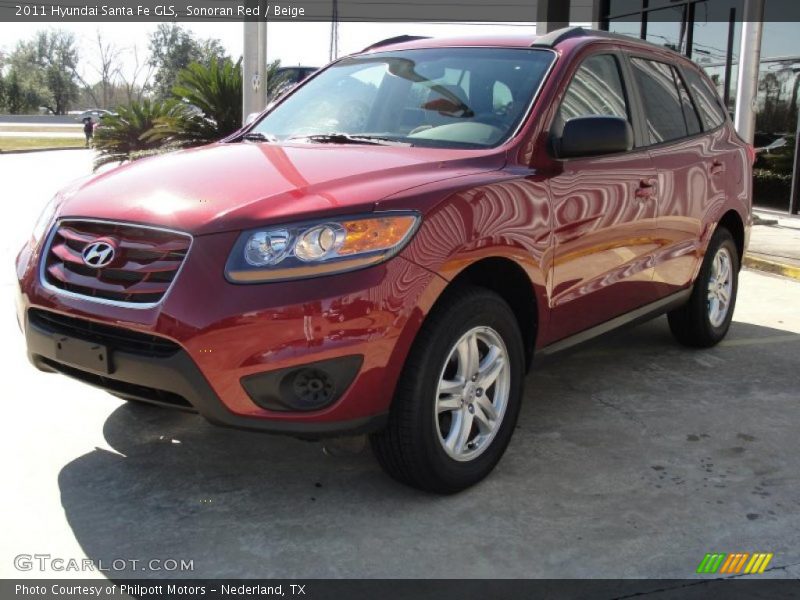Sonoran Red / Beige 2011 Hyundai Santa Fe GLS