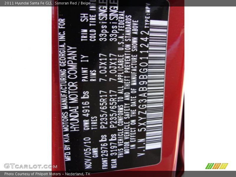 Sonoran Red / Beige 2011 Hyundai Santa Fe GLS
