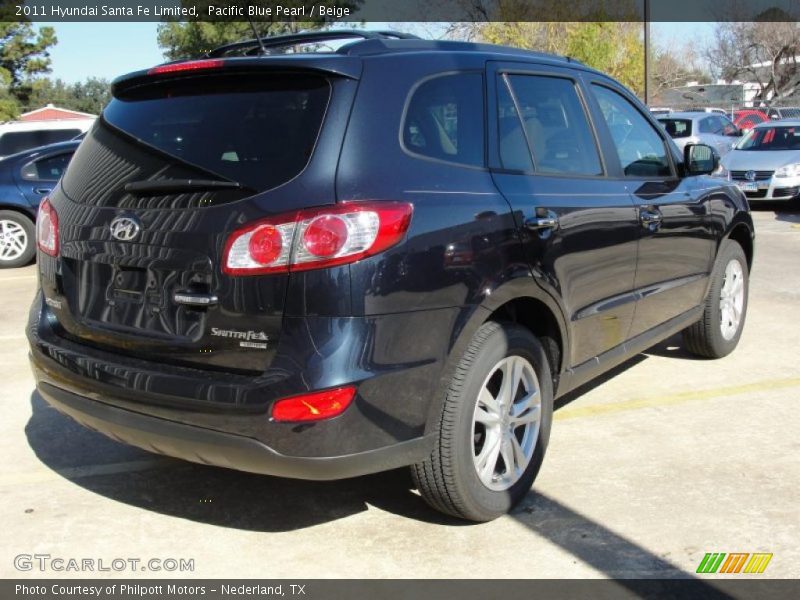 Pacific Blue Pearl / Beige 2011 Hyundai Santa Fe Limited