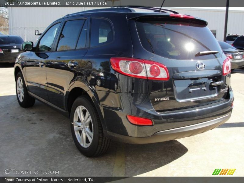 Pacific Blue Pearl / Beige 2011 Hyundai Santa Fe Limited