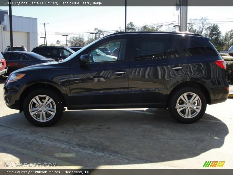 Pacific Blue Pearl / Beige 2011 Hyundai Santa Fe Limited