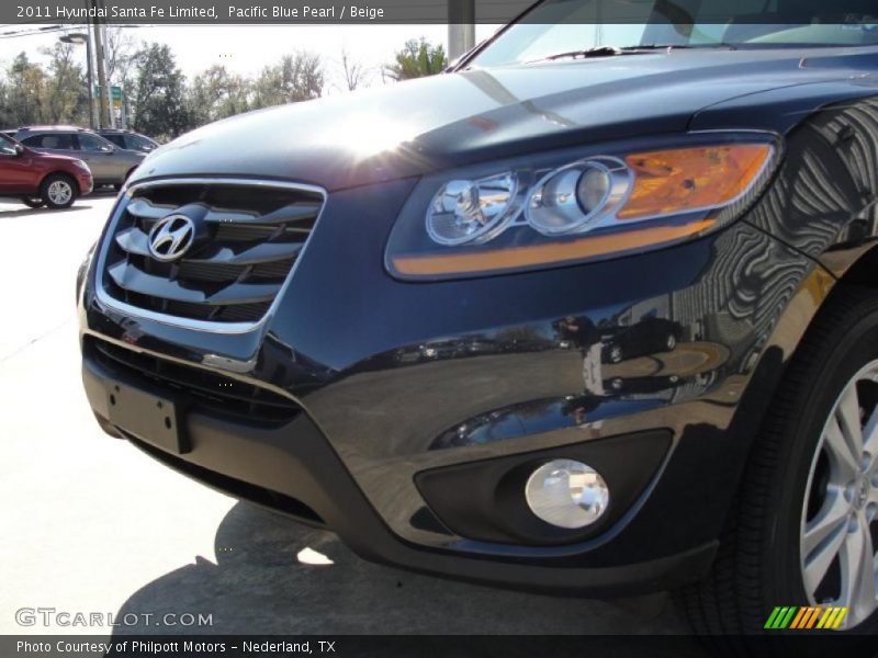 Pacific Blue Pearl / Beige 2011 Hyundai Santa Fe Limited