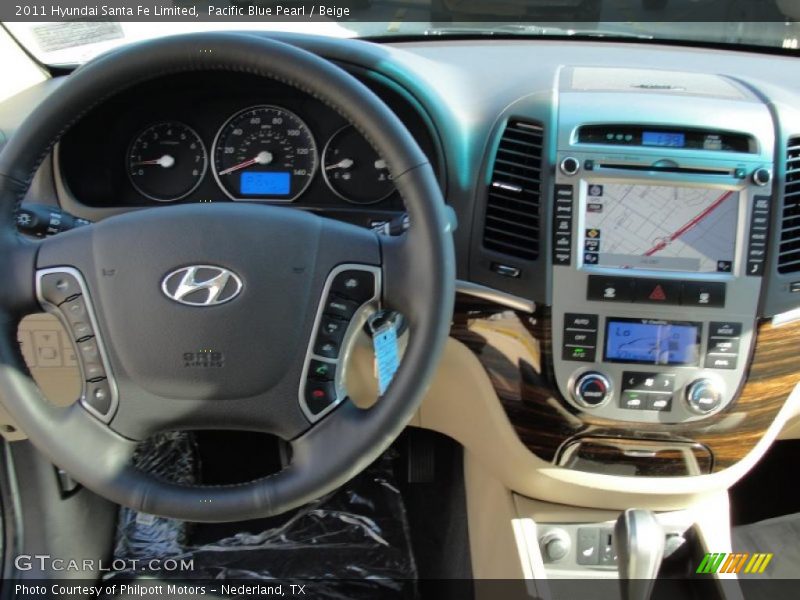 Pacific Blue Pearl / Beige 2011 Hyundai Santa Fe Limited
