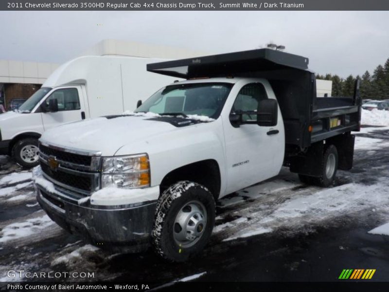 Front 3/4 View of 2011 Silverado 3500HD Regular Cab 4x4 Chassis Dump Truck