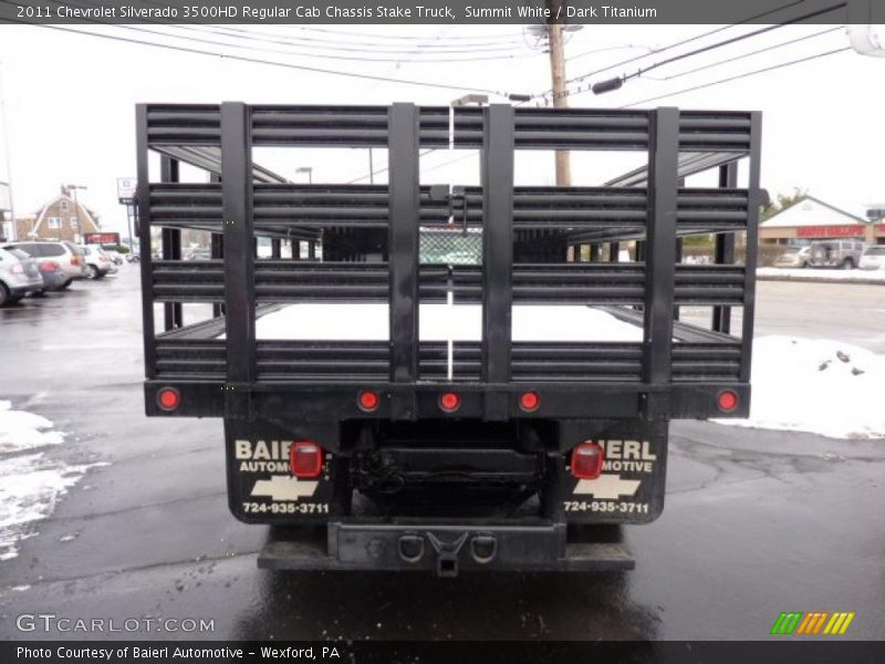 Summit White / Dark Titanium 2011 Chevrolet Silverado 3500HD Regular Cab Chassis Stake Truck