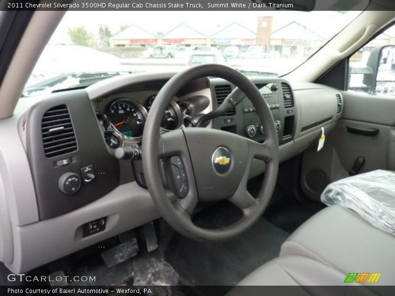 Summit White / Dark Titanium 2011 Chevrolet Silverado 3500HD Regular Cab Chassis Stake Truck