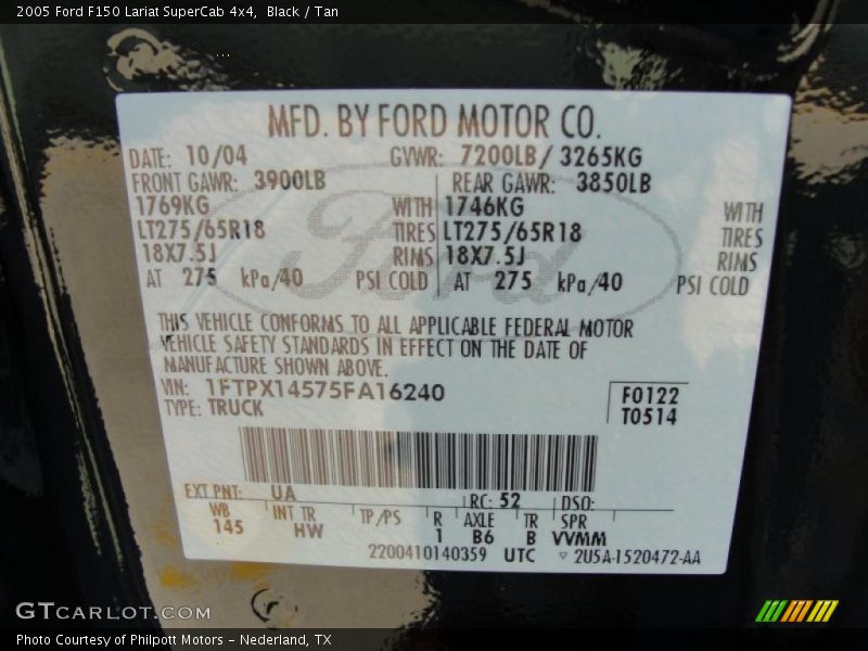 Black / Tan 2005 Ford F150 Lariat SuperCab 4x4