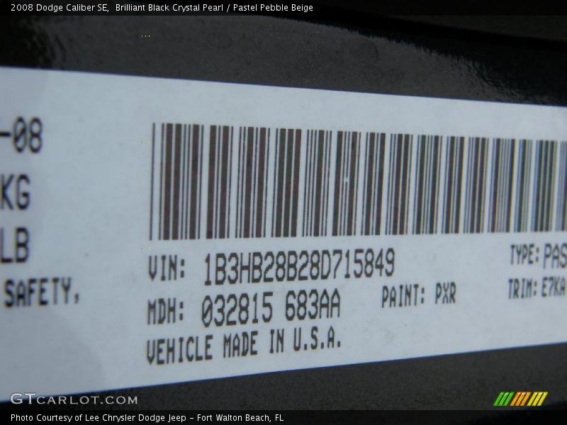 Brilliant Black Crystal Pearl / Pastel Pebble Beige 2008 Dodge Caliber SE
