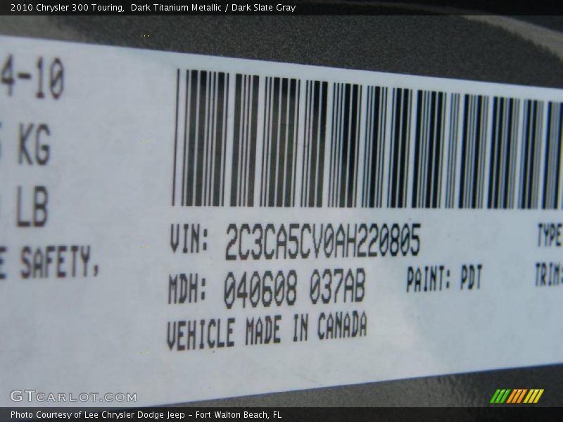 Dark Titanium Metallic / Dark Slate Gray 2010 Chrysler 300 Touring