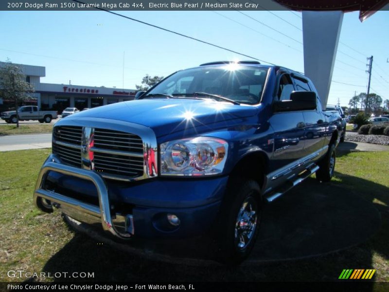 Electric Blue Pearl / Medium Slate Gray 2007 Dodge Ram 1500 Laramie Mega Cab 4x4