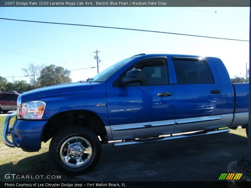 Electric Blue Pearl / Medium Slate Gray 2007 Dodge Ram 1500 Laramie Mega Cab 4x4